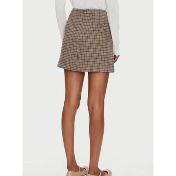Marella Whisky Wool Mini Skirt Houndstooth Brown Preppy Retro Classic US 10 NWT - Picture 2 of 11